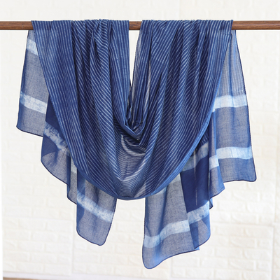 Cotton shawl, Dabu Blue