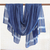 Cotton shawl, 'Dabu Blue' - Blue and White Mud Resist Striped Block Print Cotton Shawl thumbail