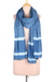 Cotton shawl, 'Dabu Blue' - Blue and White Mud Resist Striped Block Print Cotton Shawl (image 2a) thumbail