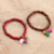 Stretch-Armbänder aus Perlenholz und Quarz, (Paar) - Perlenarmbänder aus Holz mit Quarz und Messing (Paar)