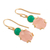 Gold plated onyx and quartz dangle earrings, 'Spring Palette' - Pink and Green Gemstone Earrings in 18k Gold Plated Sterling (image 2c) thumbail