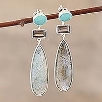 Multi-gemstone dangle earrings, 'Creative Allure'