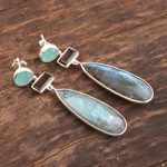 Multi-gemstone dangle earrings, 'Creative Allure' - Multi-gemstone Dangle Earrings from India