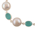 Cultured pearl and chalcedony link bracelet, 'Gleam and Glow' - Cultured Pearl and Blue Chalcedony Link Bracelet from India