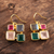 Gold plated multi-gemstone dangle earrings, 'Vibrant Frames' - Gold Plated Multi-Gemstone Square Dangle Earrings from India