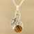 Tiger's eye pendant necklace, 'Honey Bud' - Modern Tiger's Eye and Sterling Silver Necklace from India (image 2) thumbail