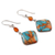 Carnelian dangle earrings, 'Colorful Kites' - Carnelian and Composite Turquoise Sterling Silver Earrings (image 2c) thumbail