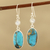 Rainbow moonstone dangle earrings, 'Celestial Light' - Rainbow Moonstone and Composite Turquoise Silver Earrings (image 2) thumbail