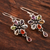 Multi-gemstone dangle earrings, 'Rainbow Bright' - Carnelian and Blue Topaz Sterling Silver Dangle Earrings (image 2) thumbail