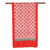Seidentuch, 'Anmutige rote Geometrie' - Indien Hand-Blockdruck-Seidenschal in Rot auf Elfenbein