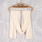Wool and silk blend shawl, 'Warm Alabaster' - Artisan Designed Wool and Silk Blend Alabaster SHawl