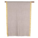 Wool and silk blend shawl, 'Sun and Clouds' - Indian Artisan Crafted Grey and Yellow Wool Shawl