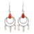 Carnelian and cultured pearl dangle arrings, 'Firelight's Glow' - Sterling Silver, Carnelian and Cultured Pearl Dangle Earring