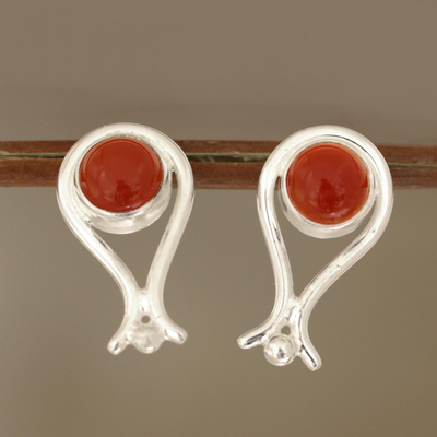 Aretes colgantes de cornalina - Aretes colgantes de diseño artesanal con cornalina
