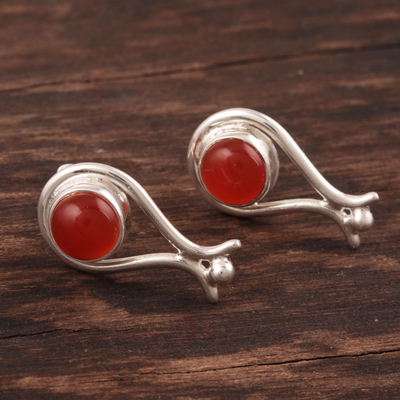 Carnelian drop earrings, 'Ancient Empire' - Artisan Designed Drop Earrings with Carnelian
