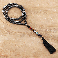 Multi-gemstone long beaded Y-necklace, 'Chakra Synergy' - Chakra-Themed Beaded Gemstone Y-Necklace
