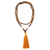 Lange Anhänger-Halskette mit mehreren Edelsteinen, 'Fancy Orange Quaste'. - Lange Edelstein-Halskette mit orangefarbenem Quastenanhänger