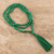 Lange Halskette Onyx, 'Green Contemporary Chic - Handgeknüpfte Halskette aus grünem Quarz mit langer Quaste