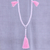 Rose quartz long Y-necklace, 'Flirty Tassels' - Rose Quartz Long Y-Necklace with 5 Tassels