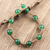 Onyx beaded bracelet, 'Green Planets' - Hand-Knotted Green Onyx Macrame Bracelet from India (image 2) thumbail