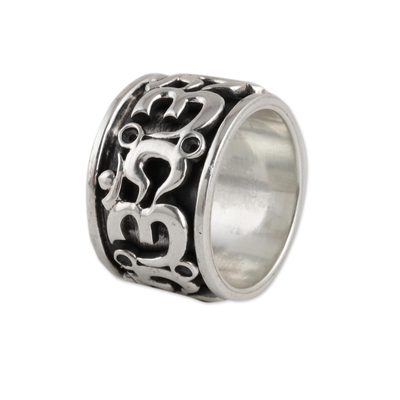 Sterling silver spinner ring, 'Om Fascination' - Sterling Silver Om Spinner Ring from India