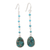Composite turquoise dangle earrings, 'Raining Drops' - Composite Turquoise Link Dangle Earrings Crafted in India