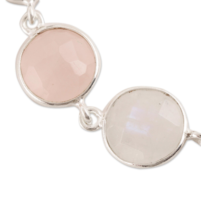 pulsera de eslabones con Múltiples gemas - Pulsera de eslabones de piedras preciosas Múltiples de 24 quilates en rosa de la India