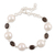 Cultured pearl and smoky quartz link bracelet, 'Evening Glory' - Cultured Pearl and Smoky Quartz Link Bracelet from India
