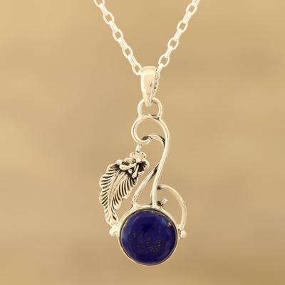 Lapis lazuli pendant necklace, 'Exquisite Blue' - Lapis Lazuli and Sterling Silver Pendant Necklace