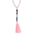 Multi-gemstone long beaded Y-necklace, 'Chakra Serenity' - Long Chakra Necklace with Rose Quartz