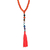 Multi-gemstone long beaded Y-necklace, 'Chakra Warmth' - Long Beaded Carnelian Chakra Necklace from India