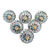 Embellished wood knobs, 'Rainbow Charm' (set of 6) - Iridescent Beaded Wood Drawer Knobs (Set of 6) thumbail
