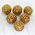 Wood and glass beaded knobs, 'Mirror, Mirror' (set of 6) - Red and Gold Glass and Mirror Embellished Wood Knobs (6)