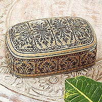 Papier mache decorative box, 'Srinagar Elegance' - Small Decorative Wood and Papier Mache Box