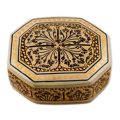 Black and Gold Hand Painted Decorative Wood Box