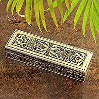 Papier mache decorative box, 'Srinagar Charm' - Hand Crafted Papier Mache and Wood Decorative Box
