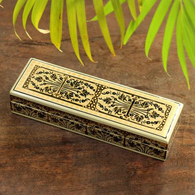 Papier mache decorative box, 'Srinagar Charm' - Hand Crafted Papier Mache and Wood Decorative Box
