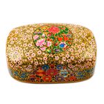 Papier mache decorative box, 'Kashmir Blossoms' - Hand Painted Floral Papier Mache Box