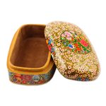 Papier mache decorative box, 'Kashmir Blossoms' - Hand Painted Floral Papier Mache Box