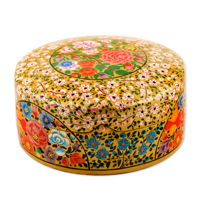 Caja decorativa de papel maché - Caja decorativa floral de papel maché de la India
