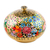Caja decorativa de papel maché, 'Kashmir Cache' - Caja decorativa floral con tapa redonda
