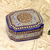 Papier mache decorative box, 'Kashmir Sapphire' - Blue and Gold Papier Mache and Wood Decorative Box thumbail