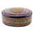 Papier mache decorative box, 'Kashmir Blue' - Velvet-Lined Blue and Gold Trinket Box from India
