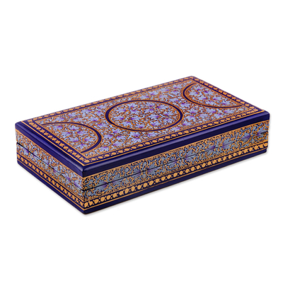 Dekorative Schachtel aus Pappmaché - Kunsthandwerklich gefertigte Pappmaché-Box in Blau und Gold