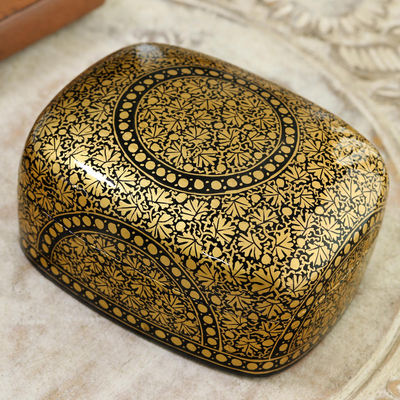 Black and Gold Papier Mache Decorative Box - Kashmir Ebony | NOVICA Canada
