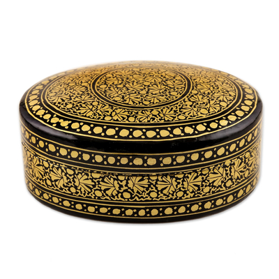 Dekorative Schachtel aus Pappmaché - Exquisite dekorative Schachtel in Schwarz und Gold