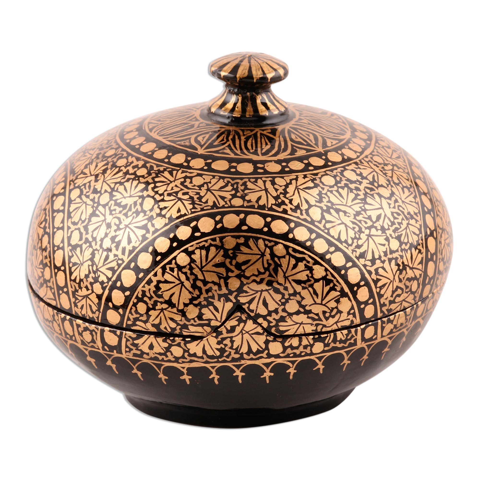 Round Hand Painted Papier Mache Box (4 Inch) Kashmir Distinction NOVICA