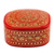 Papier mache decorative box, 'Kashmir Rendezvous' - Small Red and Gold Papier Mache Box