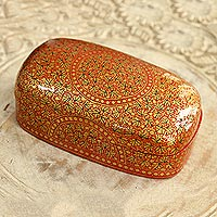 Papier mache decorative box, 'Kashmir Treasure' - Small Decorative Papier Mache Box from India