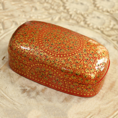 Papier mache decorative box, 'Kashmir Treasure' - Small Decorative Papier Mache Box from India